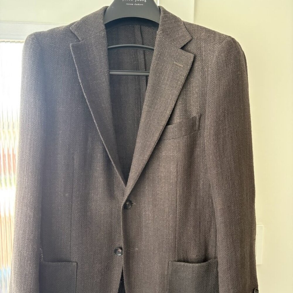 SuitSupply - Brown hopsack blazer in Ferla cotton, linen, silk blend